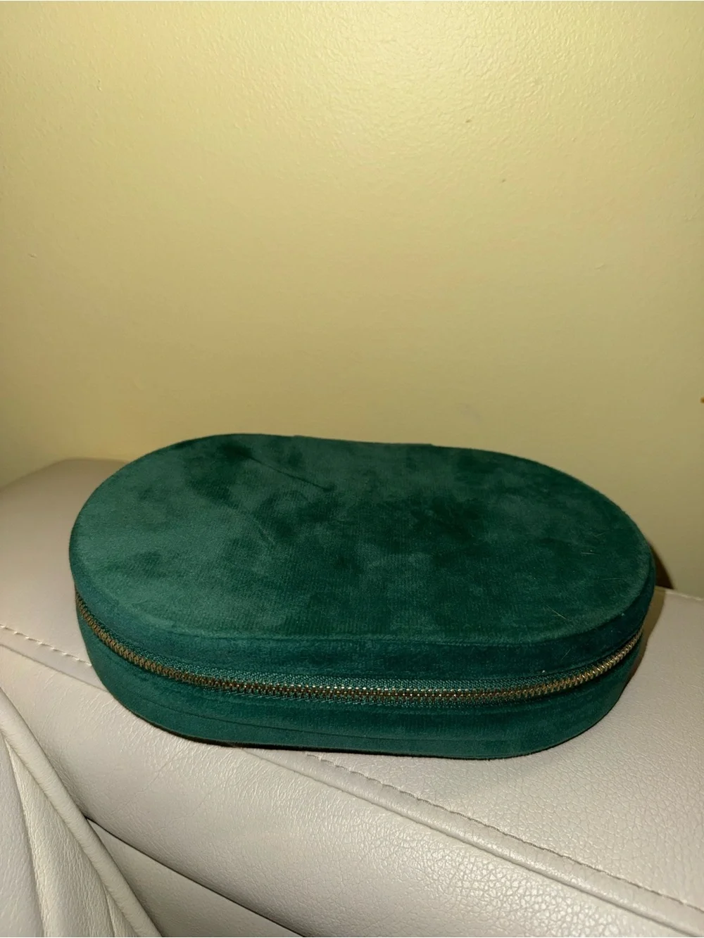 Green faux Suede Travel Jewelry Box
